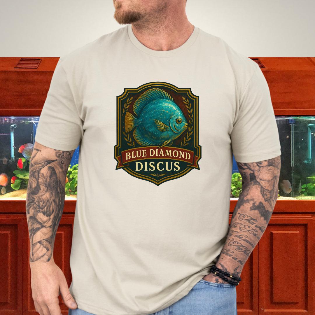 Blue Diamond Discus Retro Crest T-Shirt-T-Shirt-Fish &amp; Friends Tees