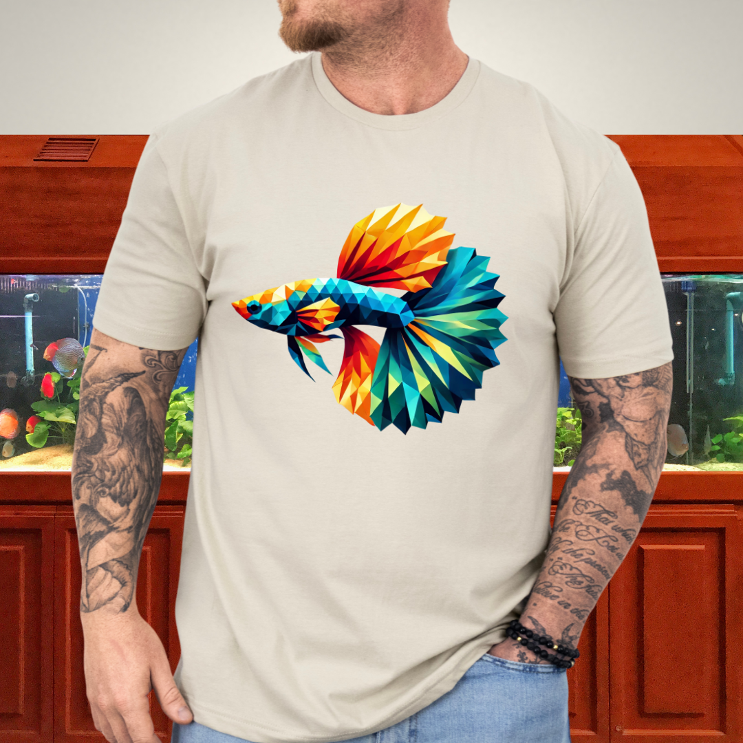Geometric Guppy Fish T-Shirt – Polygonal Aquarium Style