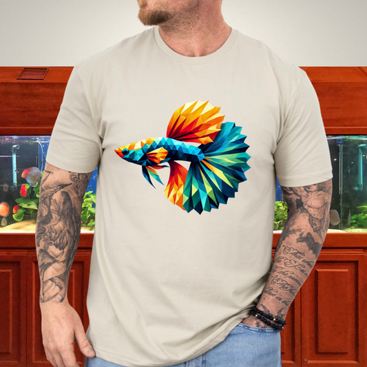 Geometric Guppy Fish T-Shirt – Polygonal Aquarium Style