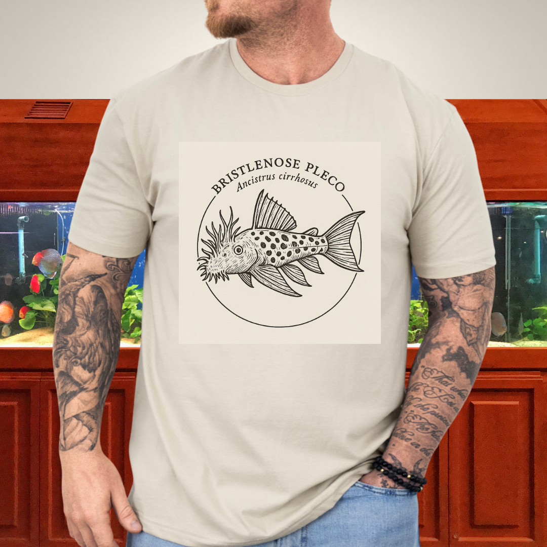 Bristlenose Pleco Tee – Monochrome Etching Style Design