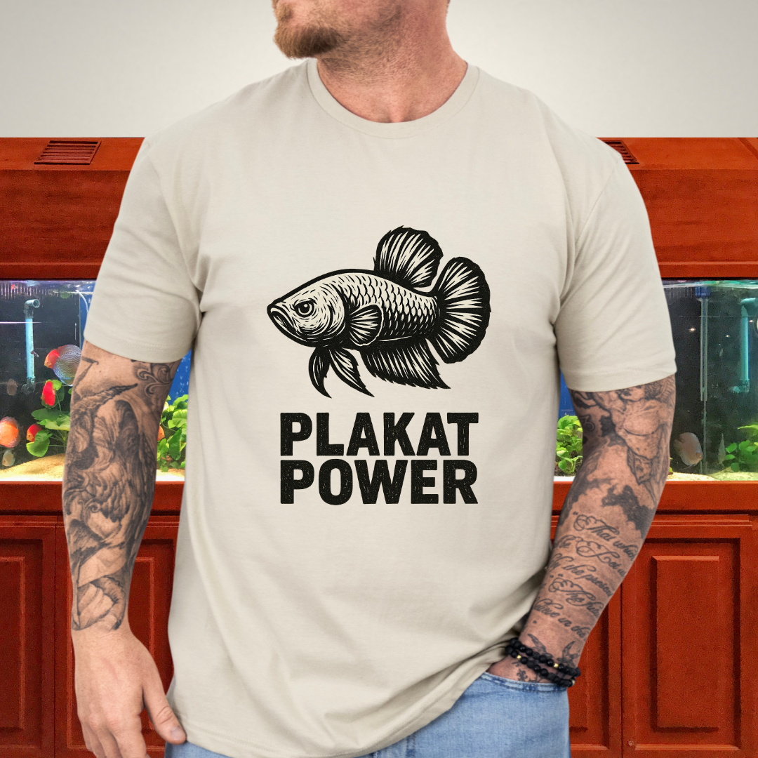 Gritty Plakat Power Betta Shirt – Linocut Style Fishkeeping Apparel