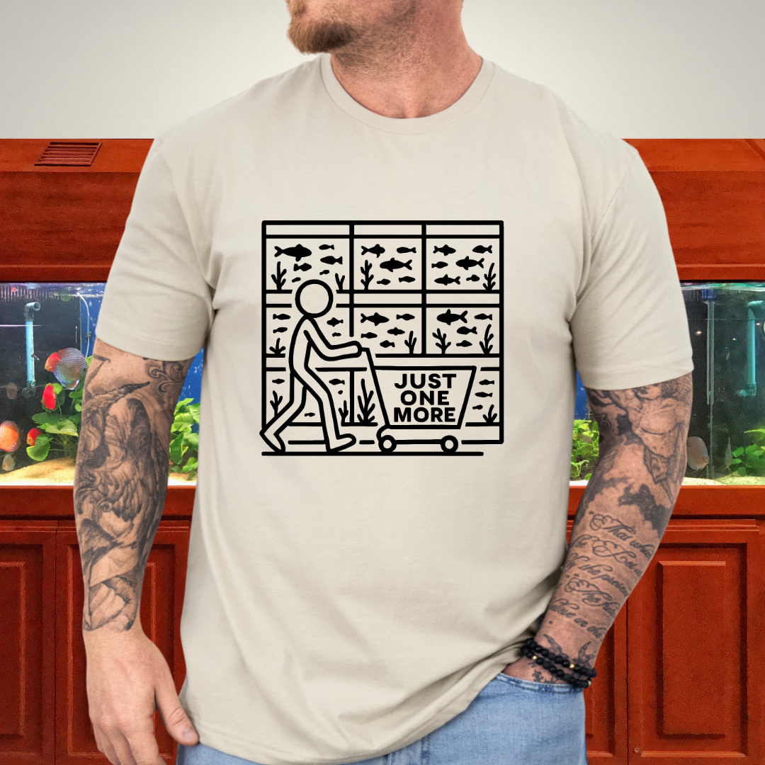 One More Tank T-Shirt – Stick Figure Aquarium Hobby Humor