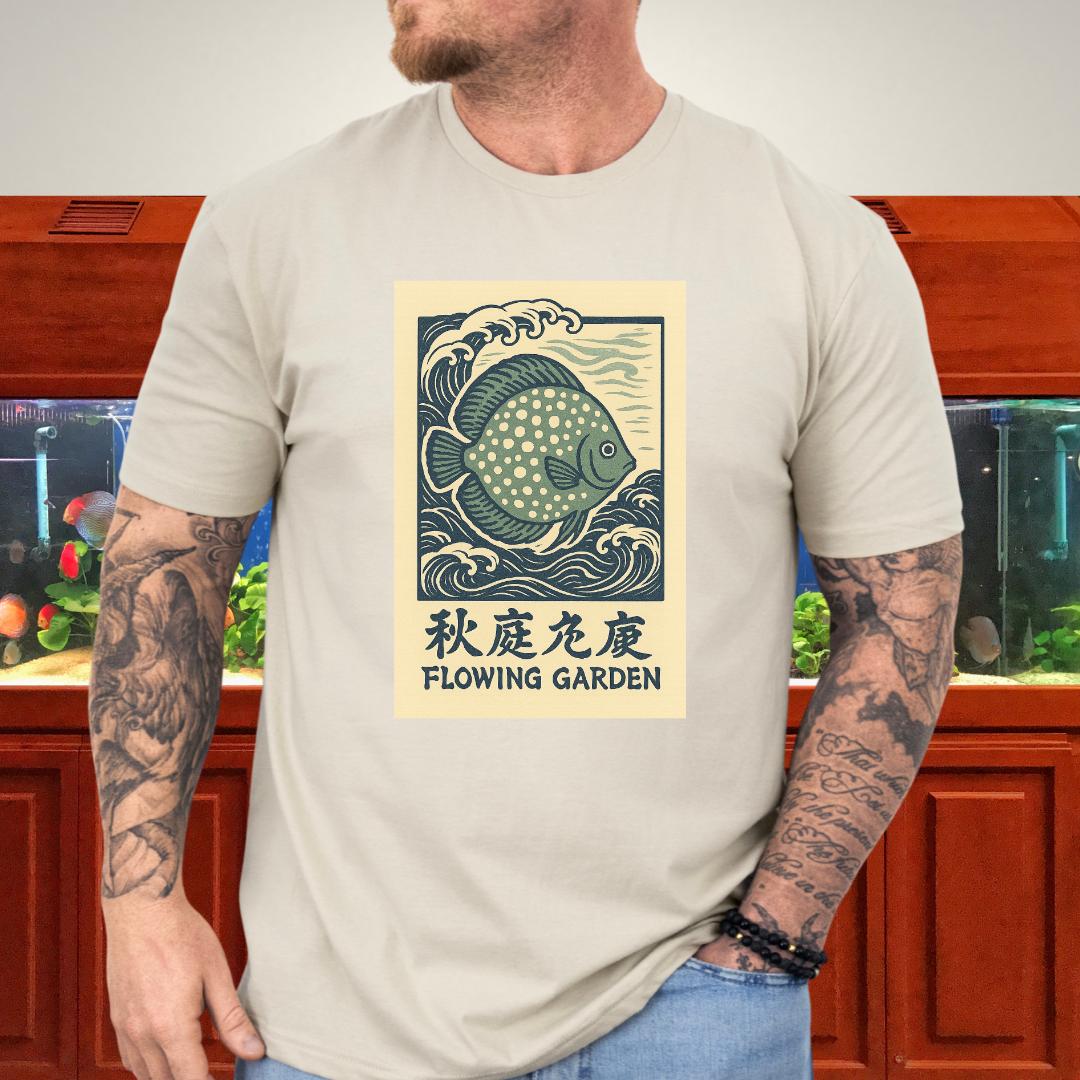 Spotted Green Discus Japanese Wave T-Shirt-T-Shirt-Fish &amp; Friends Tees