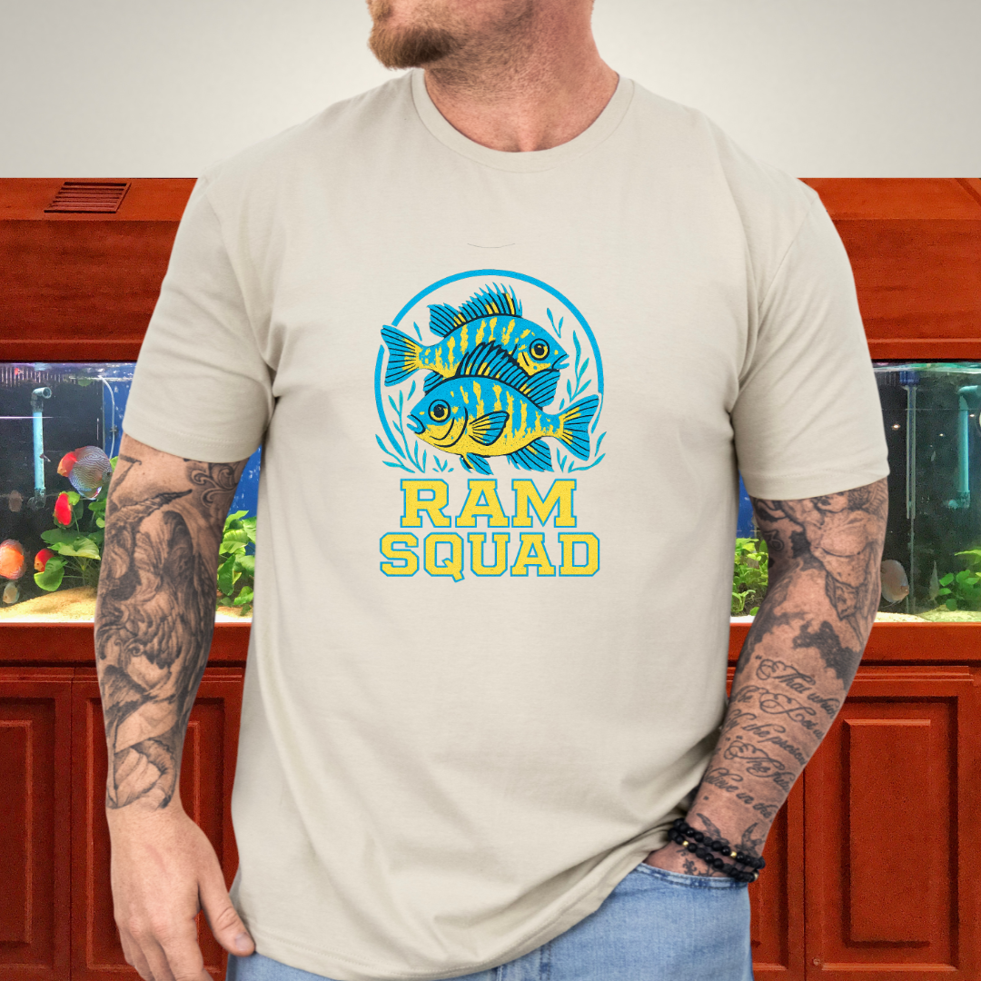 Ram Squad Tee – German Blue Ram Retro Sports Logo Design