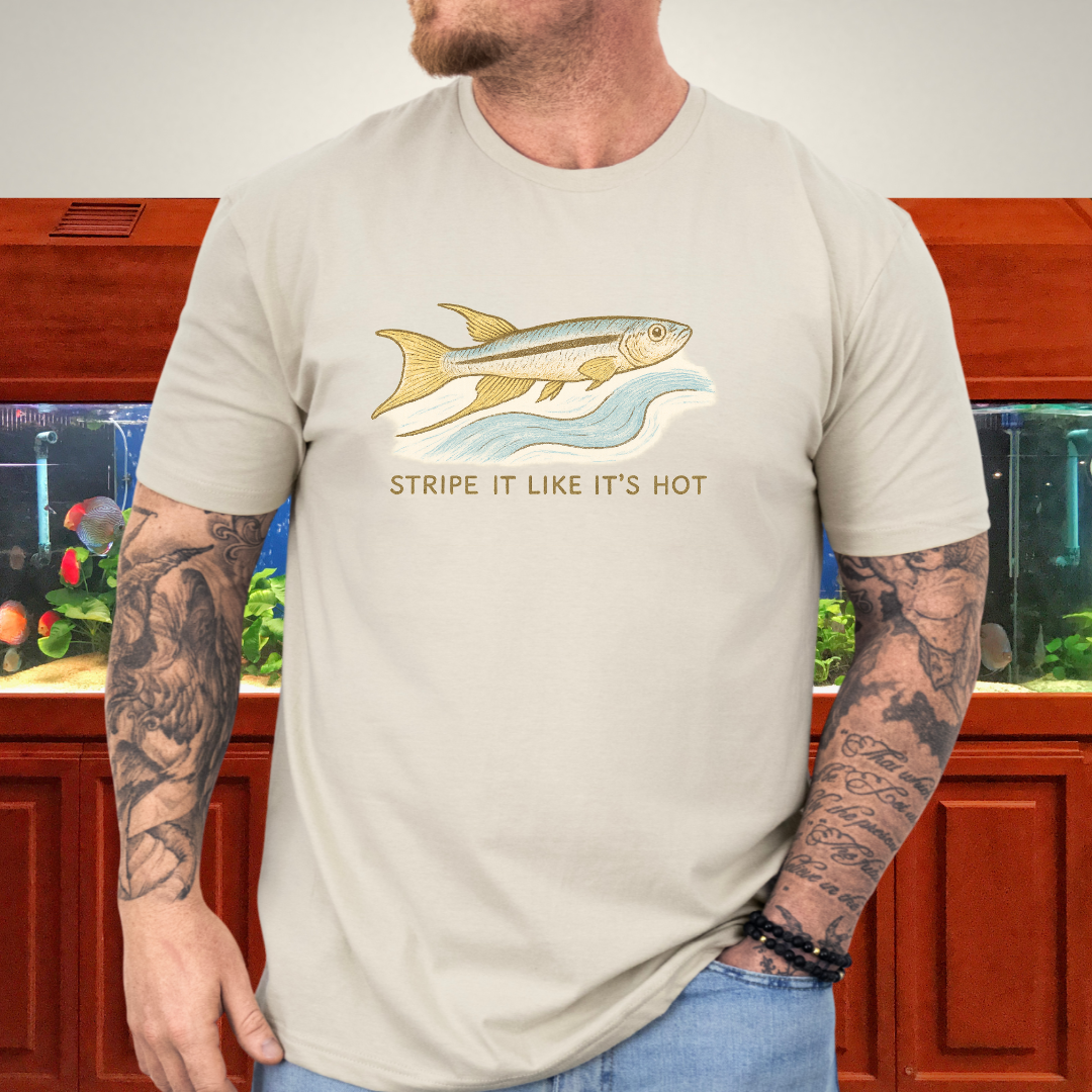 Stripe It Like It’s Hot Tee – Bivittatum Killifish Surreal Design
