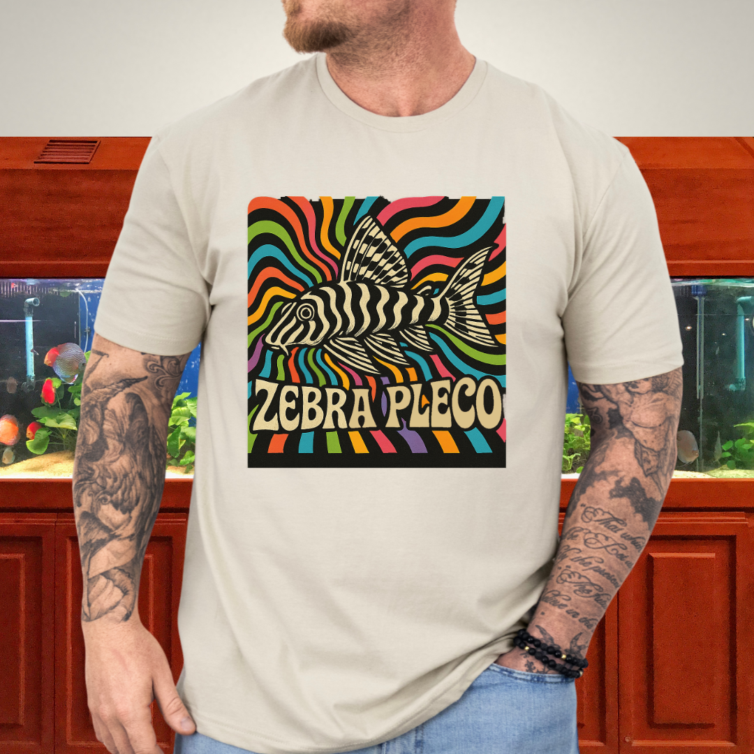Zebra Pleco Tee – Psychedelic Rainbow Catfish Design