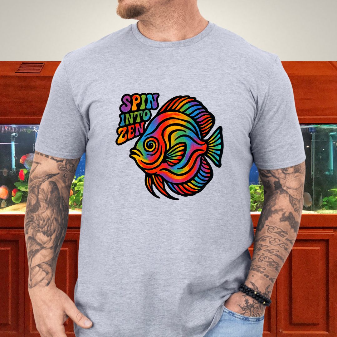 Rainbow Zen Discus Fish Tee – Psychedelic Aquarium Vibes