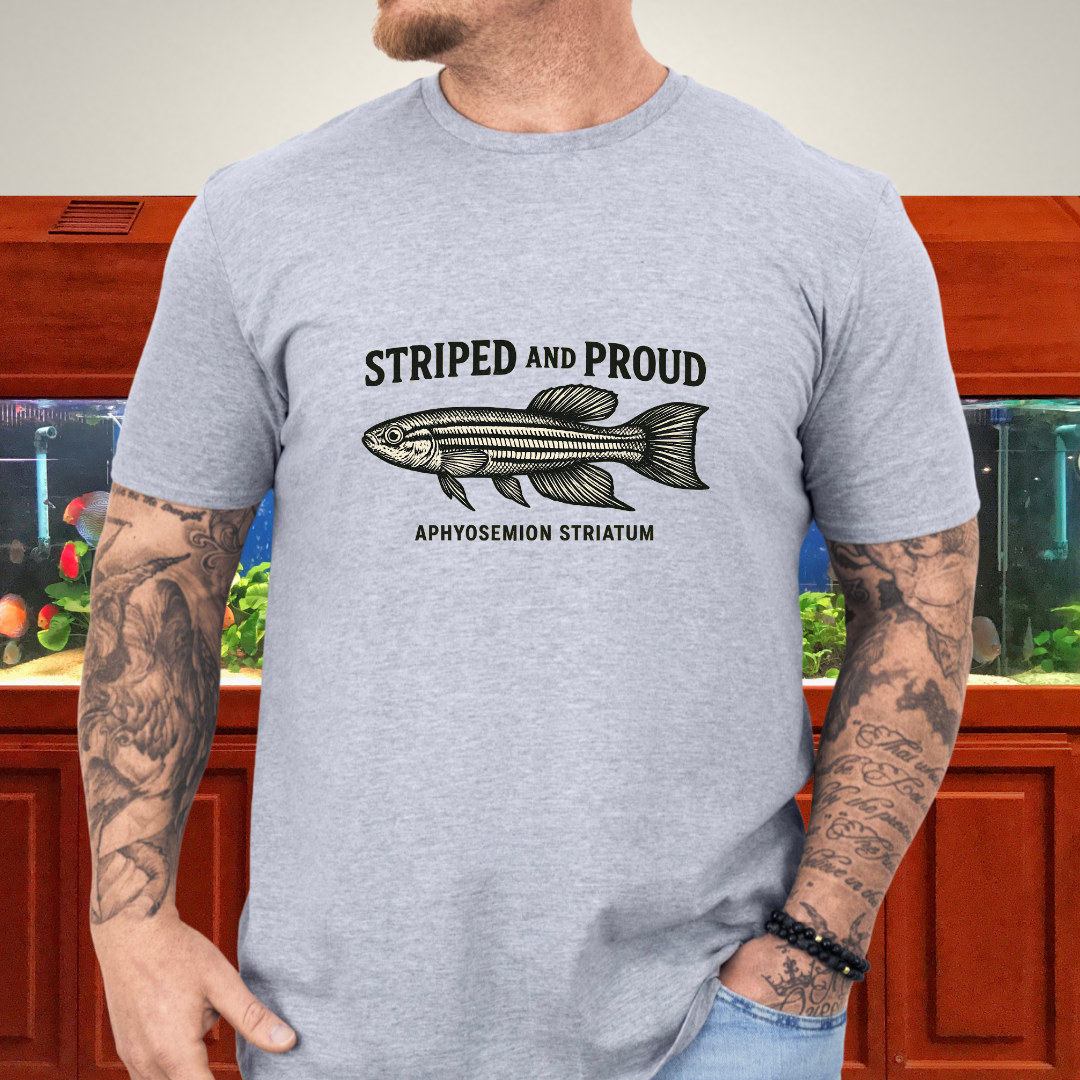 Striped and Proud Tee – Aphyosemion Striatum Retro Banner