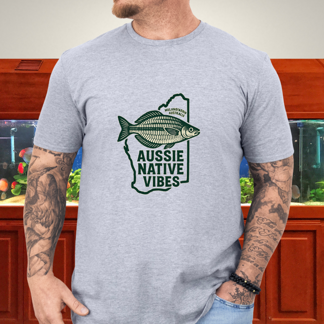 Aussie Native Vibes Tee – Western Rainbowfish Badge Design