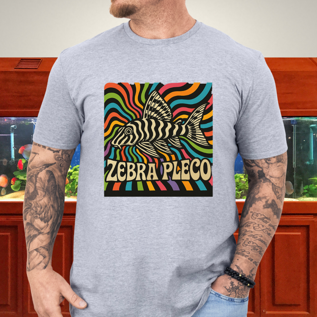 Zebra Pleco Tee – Psychedelic Rainbow Catfish Design