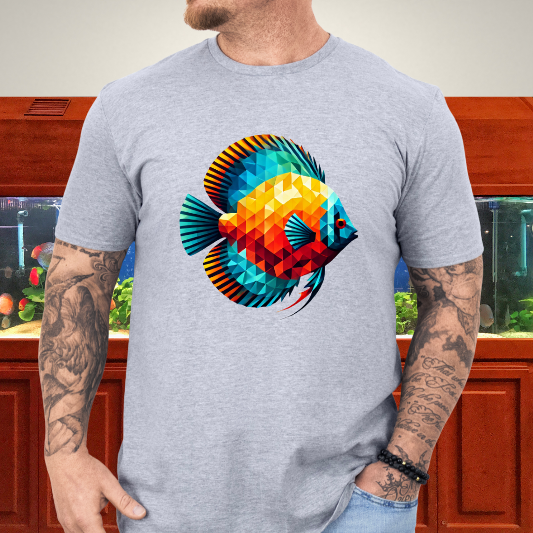 Geometric Discus Fish T-Shirt – Polygonal Aquarium Art