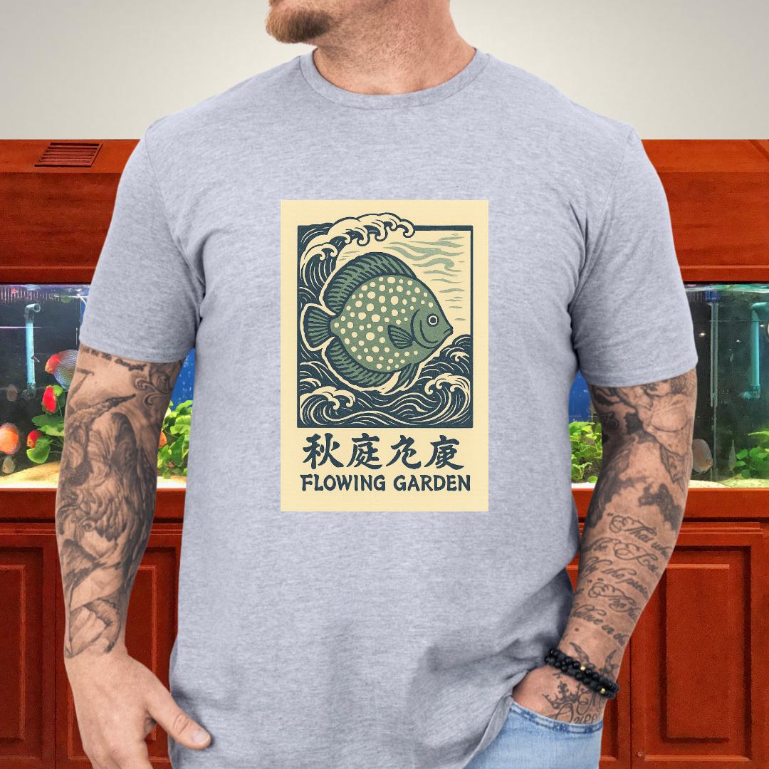 Spotted Green Discus Japanese Wave T-Shirt-T-Shirt-Fish &amp; Friends Tees