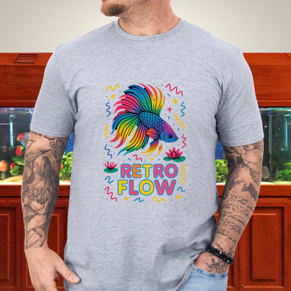 Retro Flow Betta Fish T-Shirt – 90s Neon Rainbow Design