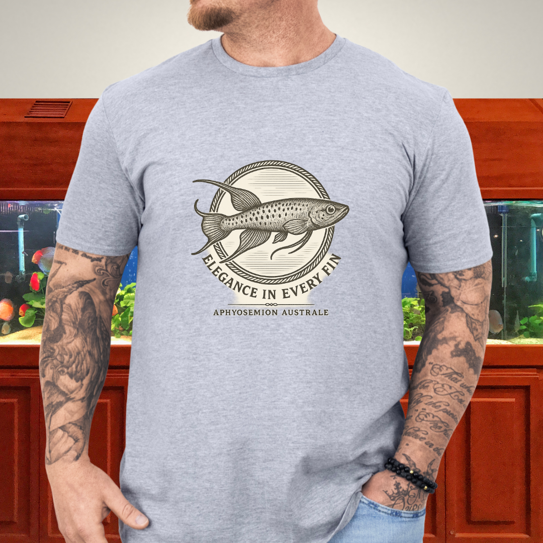 Elegance in Every Fin Tee – Lyretail Killifish Crest Design