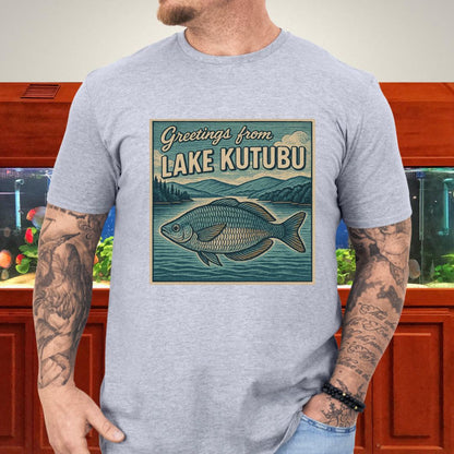 Greetings from Lake Kutubu Tee – Rainbowfish Woodcut