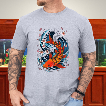 Koi Wave Graphic Tee – Tattoo Style Aquatic Shirt