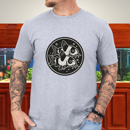 Double the Charm Tee – Panda Corydoras Retro Woodcut