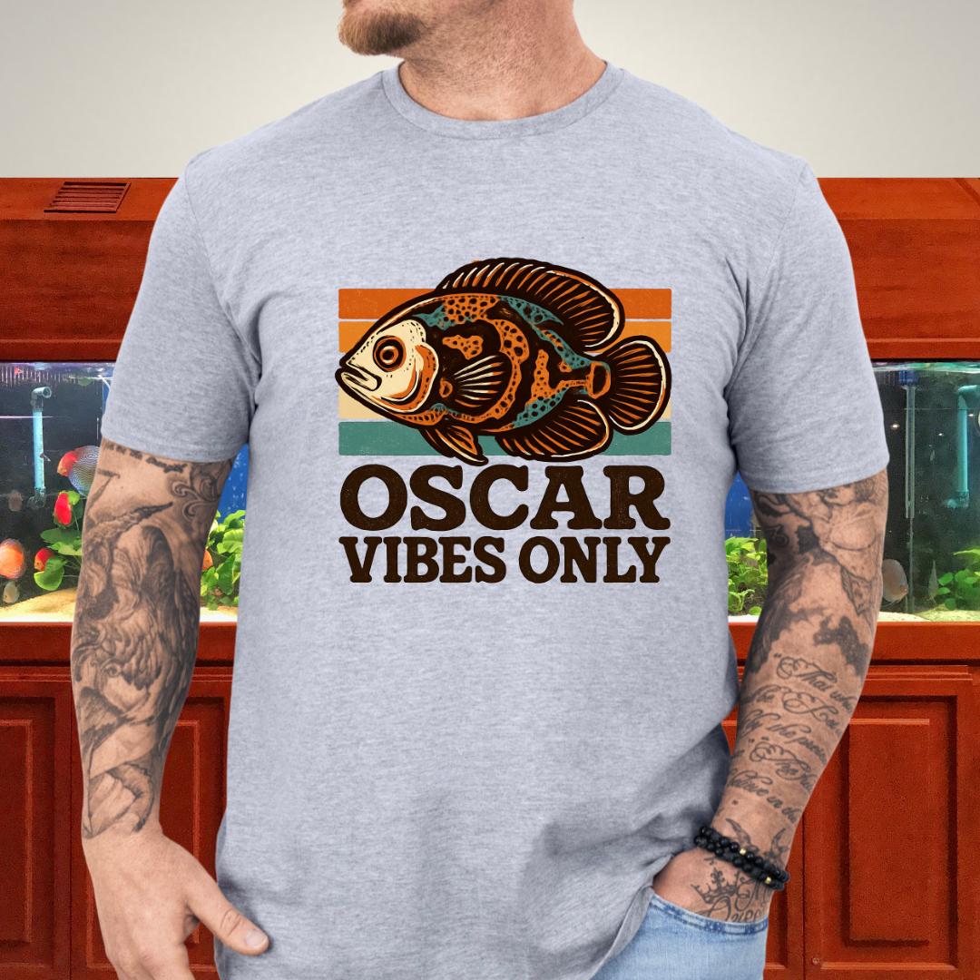 Retro Oscar Cichlid T-Shirt – 70s Groovy Fish Vibes