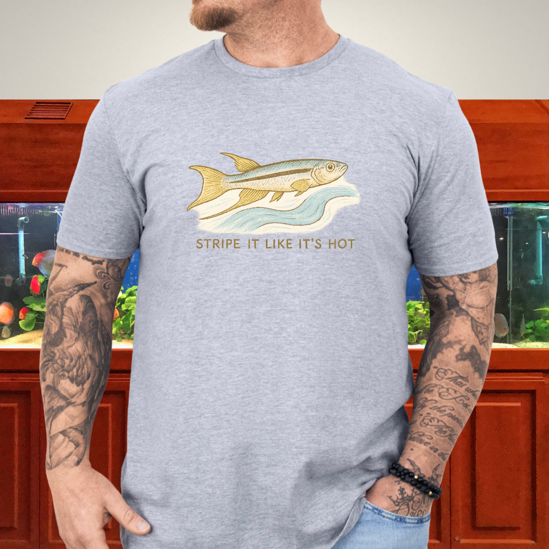 Stripe It Like It’s Hot Tee – Bivittatum Killifish Surreal Design
