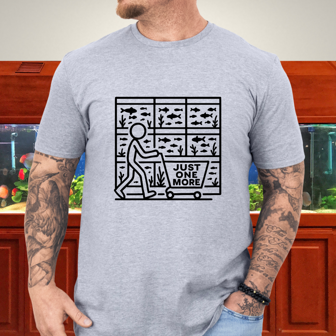 One More Tank T-Shirt – Stick Figure Aquarium Hobby Humor