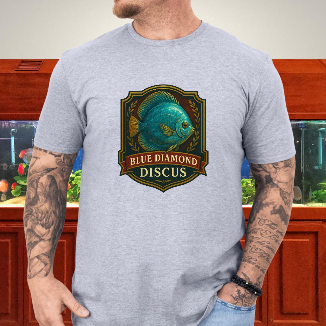 Blue Diamond Discus Retro Crest T-Shirt-T-Shirt-Fish &amp; Friends Tees