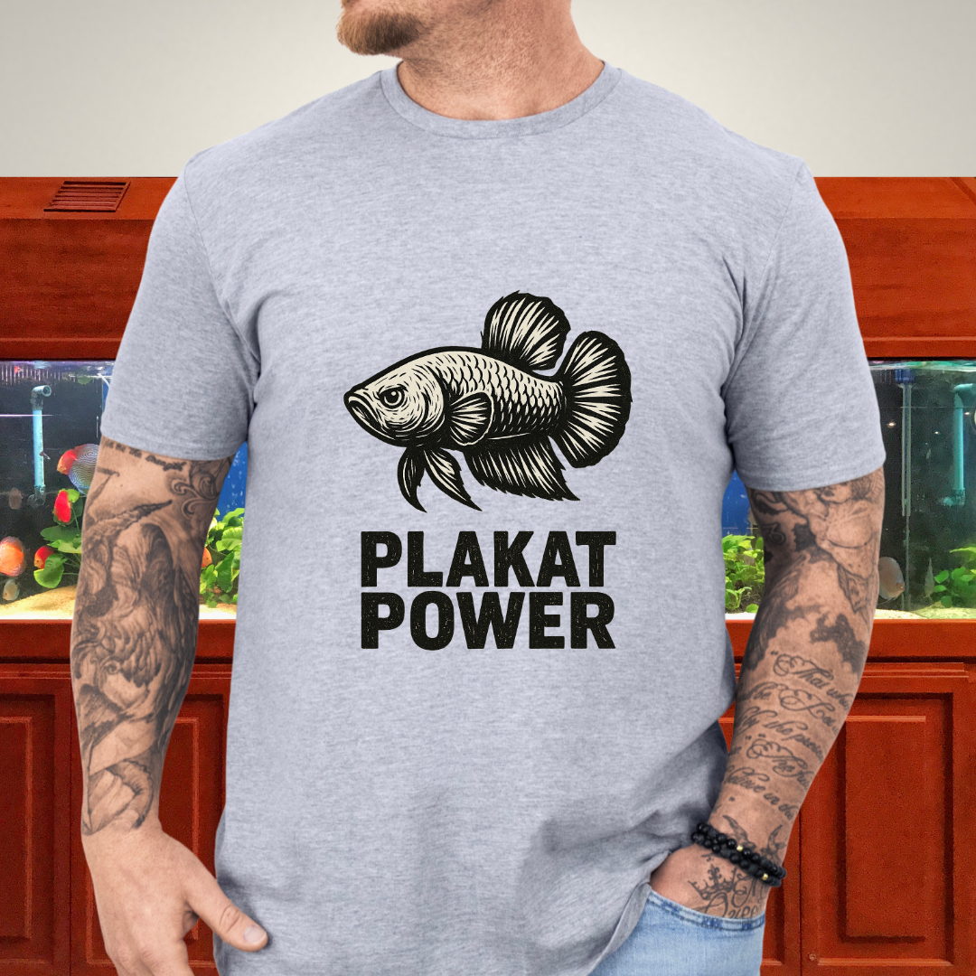 Gritty Plakat Power Betta Shirt – Linocut Style Fishkeeping Apparel