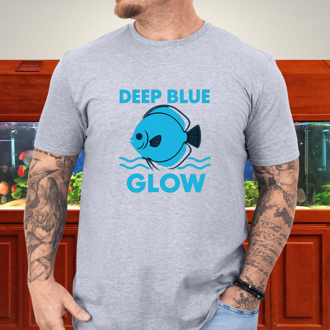 Deep Blue Glow Discus Fish Retro Tee