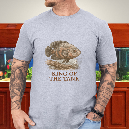 Oscar Fish T-Shirt – King of the Tank Sketch Design for Cichlid Aquarium Lovers