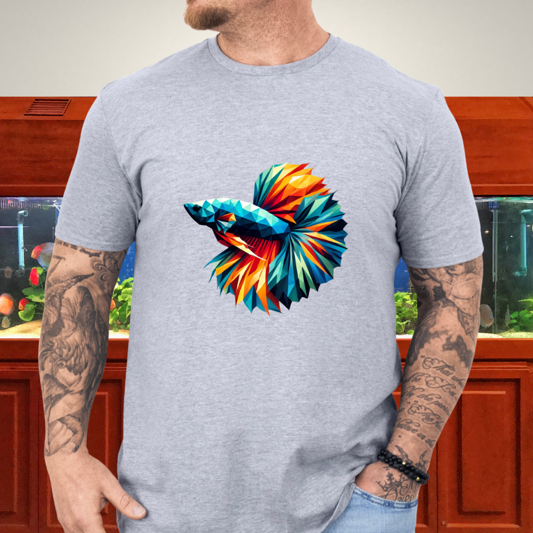 Geometric Betta Fish T-Shirt – Polygon Art Aquarium Style
