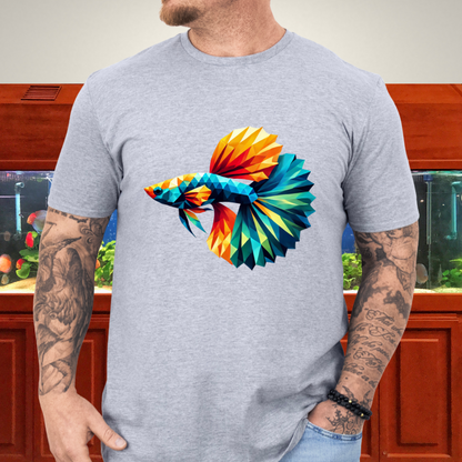 Geometric Guppy Fish T-Shirt – Polygonal Aquarium Style