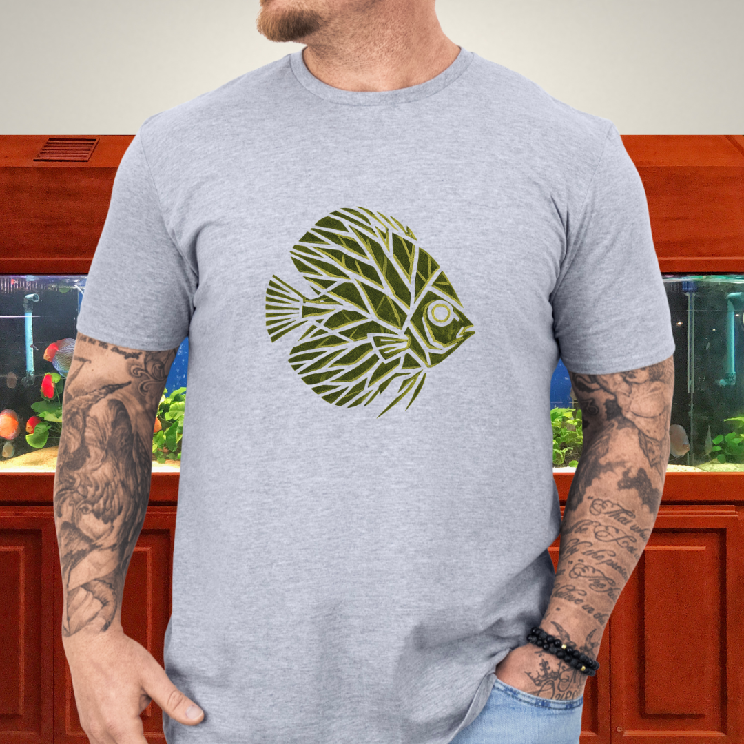 Leaf Vein Discus Tee – Modern Geometric Fish Design