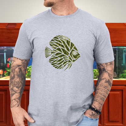 Leaf Vein Discus Tee – Modern Geometric Fish Design