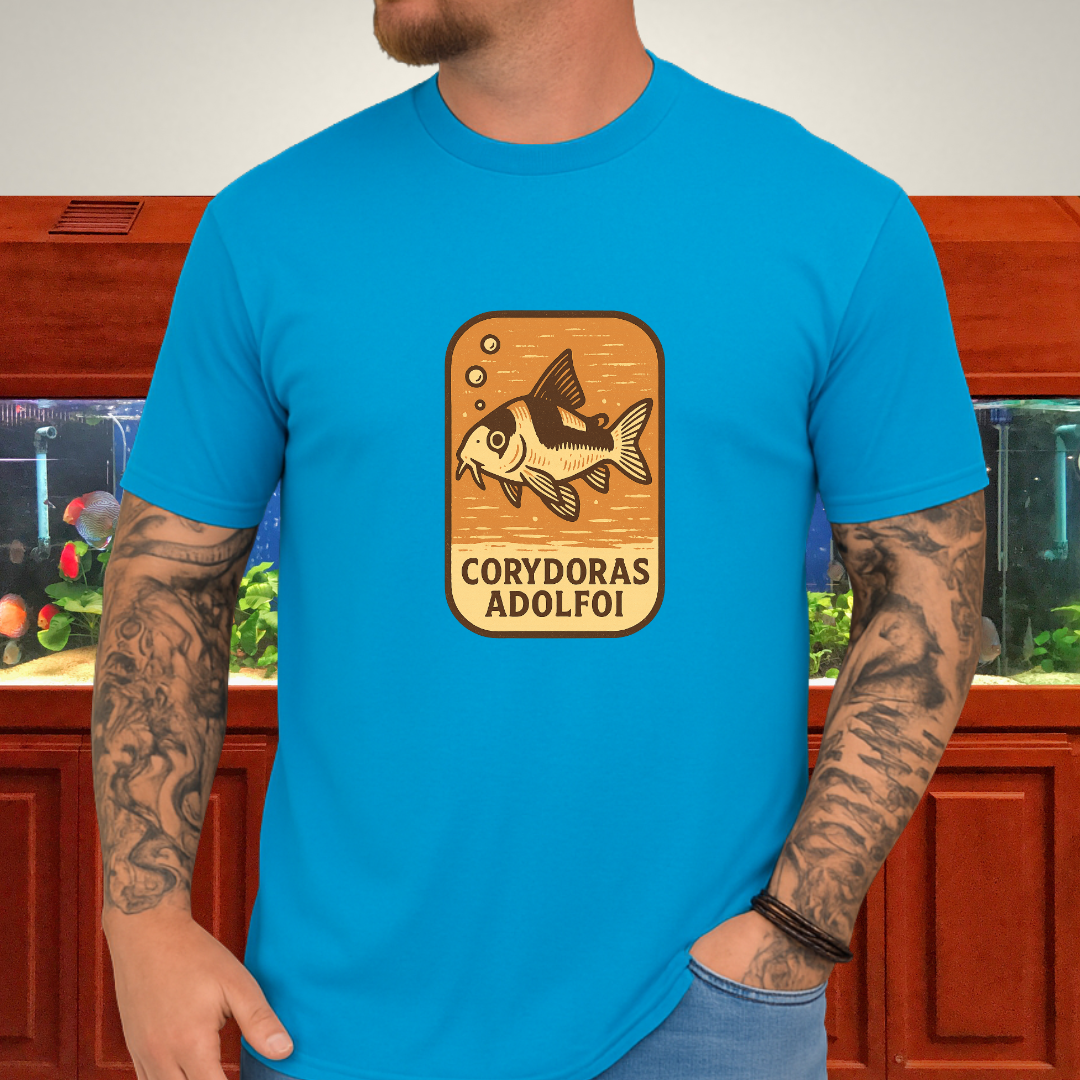 Retro Hover Tee – Corydoras Adolfoi Woodcut Style