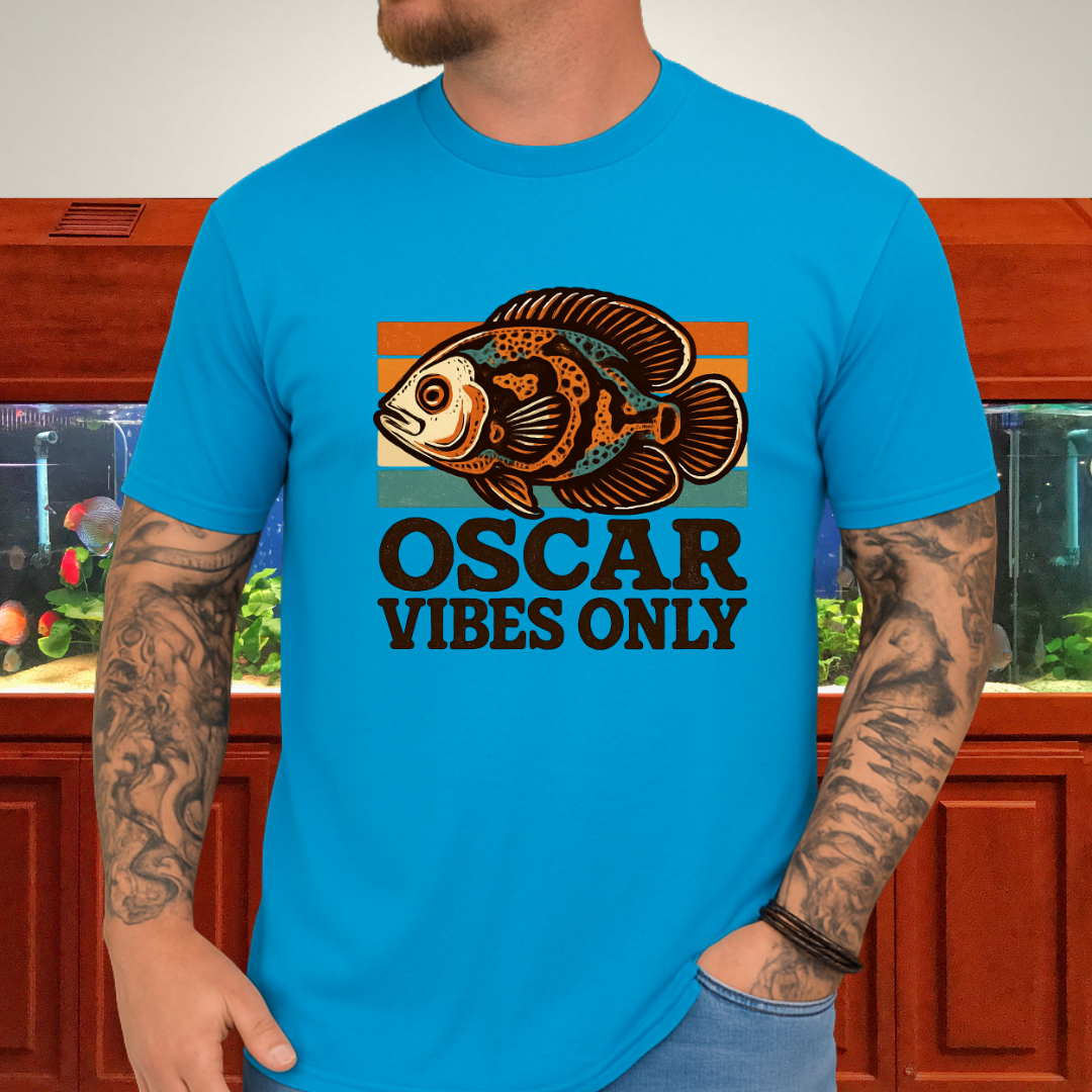 Retro Oscar Cichlid T-Shirt – 70s Groovy Fish Vibes