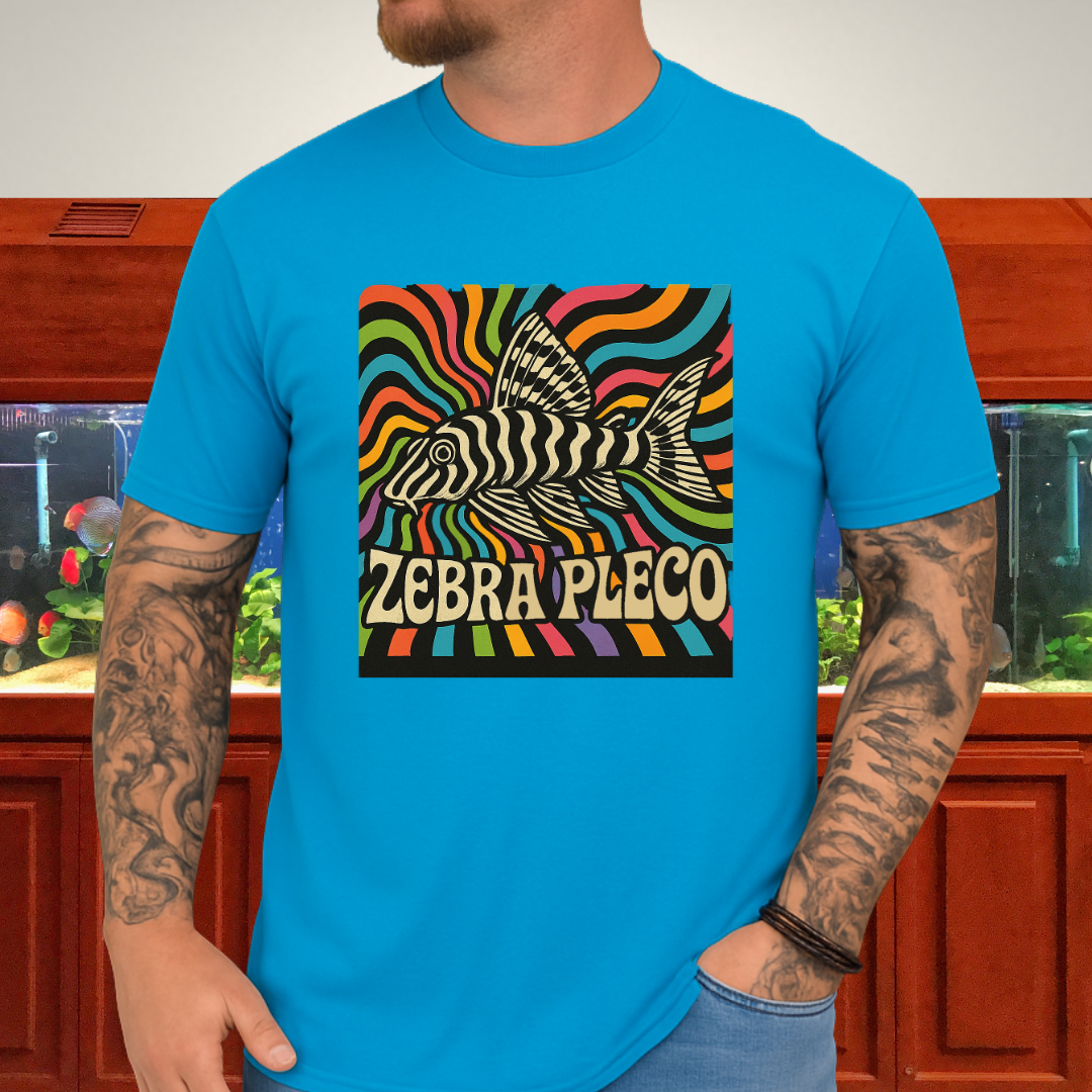 Zebra Pleco Tee – Psychedelic Rainbow Catfish Design