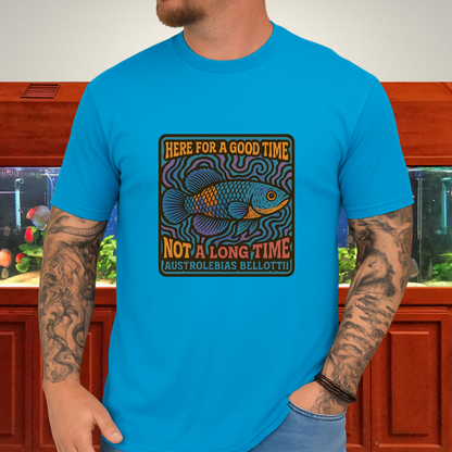 Here for a Good Time Tee – Psychedelic Bellottii Killifish