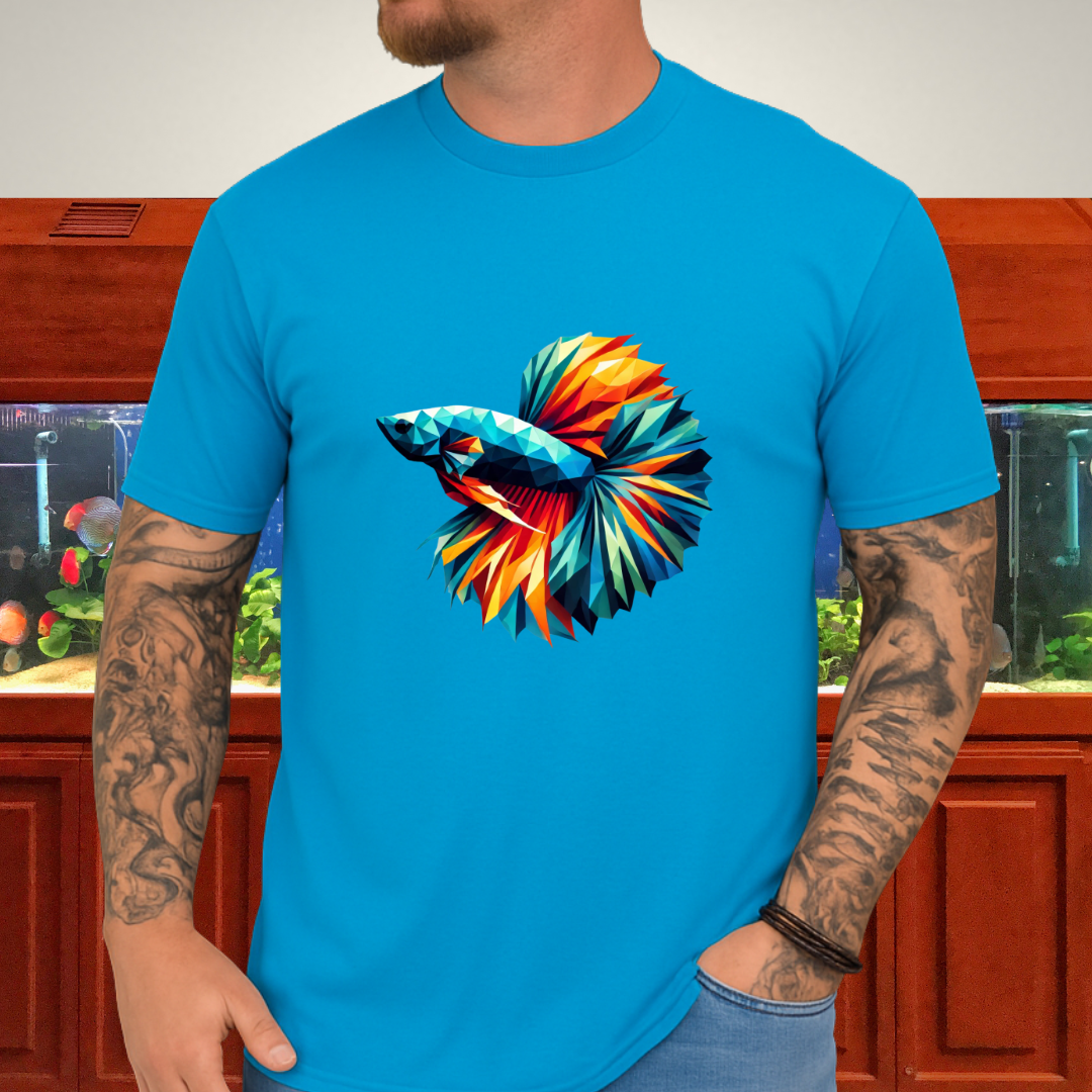 Geometric Betta Fish T-Shirt – Polygon Art Aquarium Style