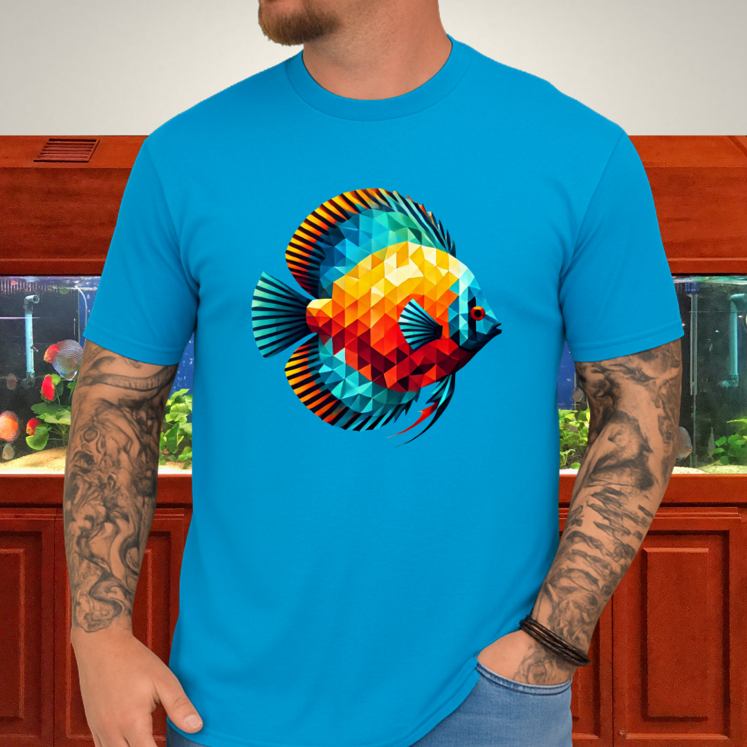 Geometric Discus Fish T-Shirt – Polygonal Aquarium Art