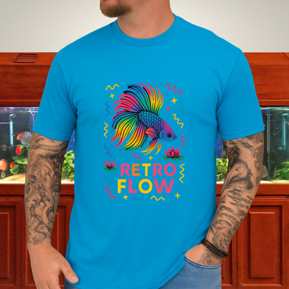 Retro Flow Betta Fish T-Shirt – 90s Neon Rainbow Design