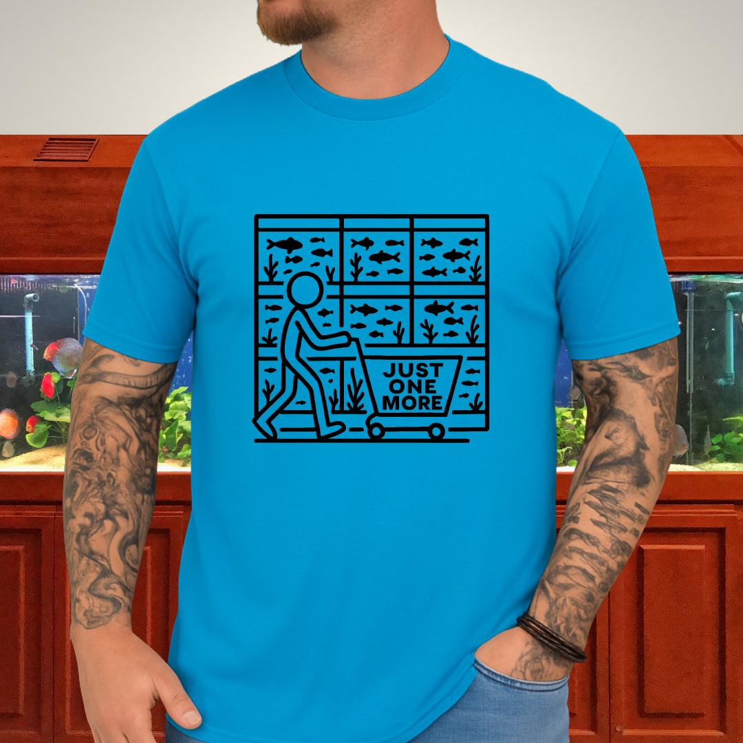 One More Tank T-Shirt – Stick Figure Aquarium Hobby Humor