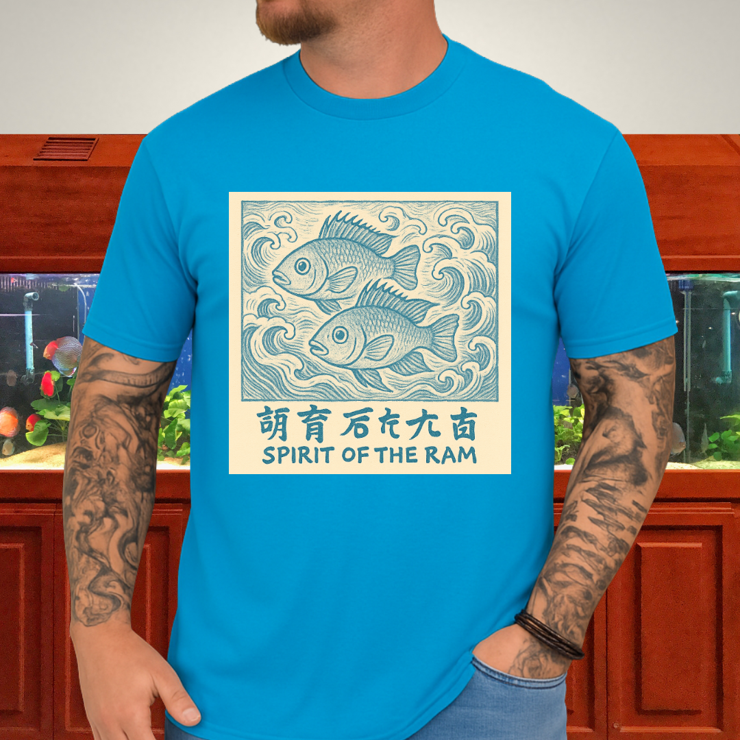 Spirit of the Ram Tee – Ukiyo-e Inspired Cichlid Design