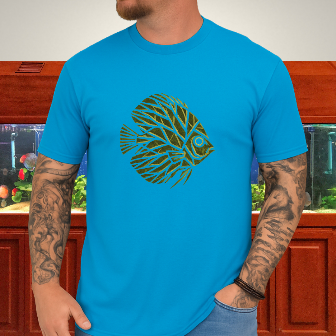 Leaf Vein Discus Tee – Modern Geometric Fish Design