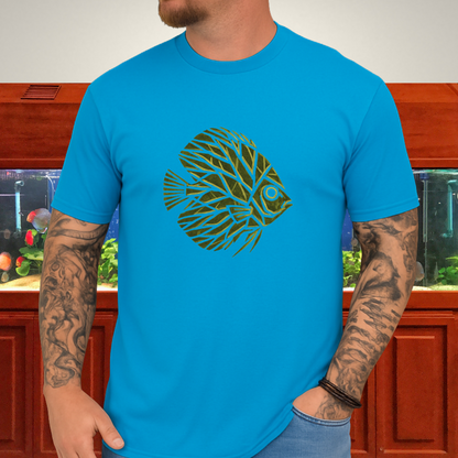 Leaf Vein Discus Tee – Modern Geometric Fish Design