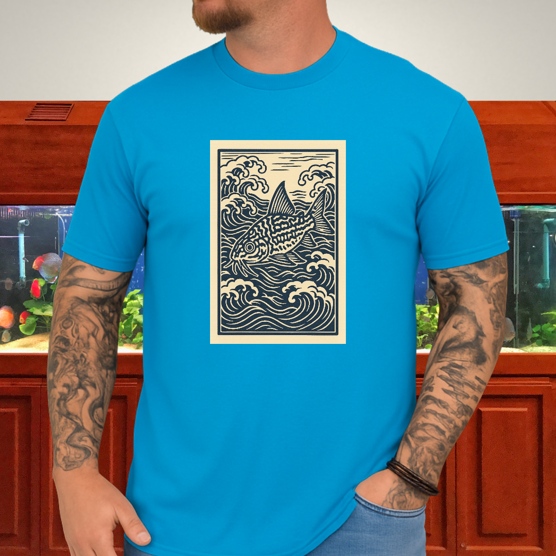 Ukiyo-e Trilineatus Tee – Japanese Wave Corydoras Design