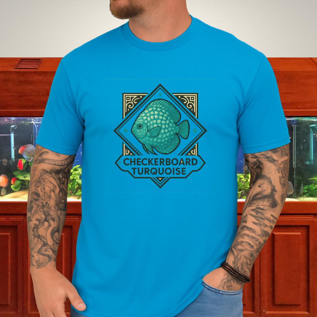 Checkerboard Turquoise Discus Nostalgia T-Shirt-T-Shirt-Fish &amp; Friends Tees