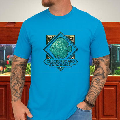 Checkerboard Turquoise Discus Nostalgia T-Shirt-T-Shirt-Fish &amp; Friends Tees