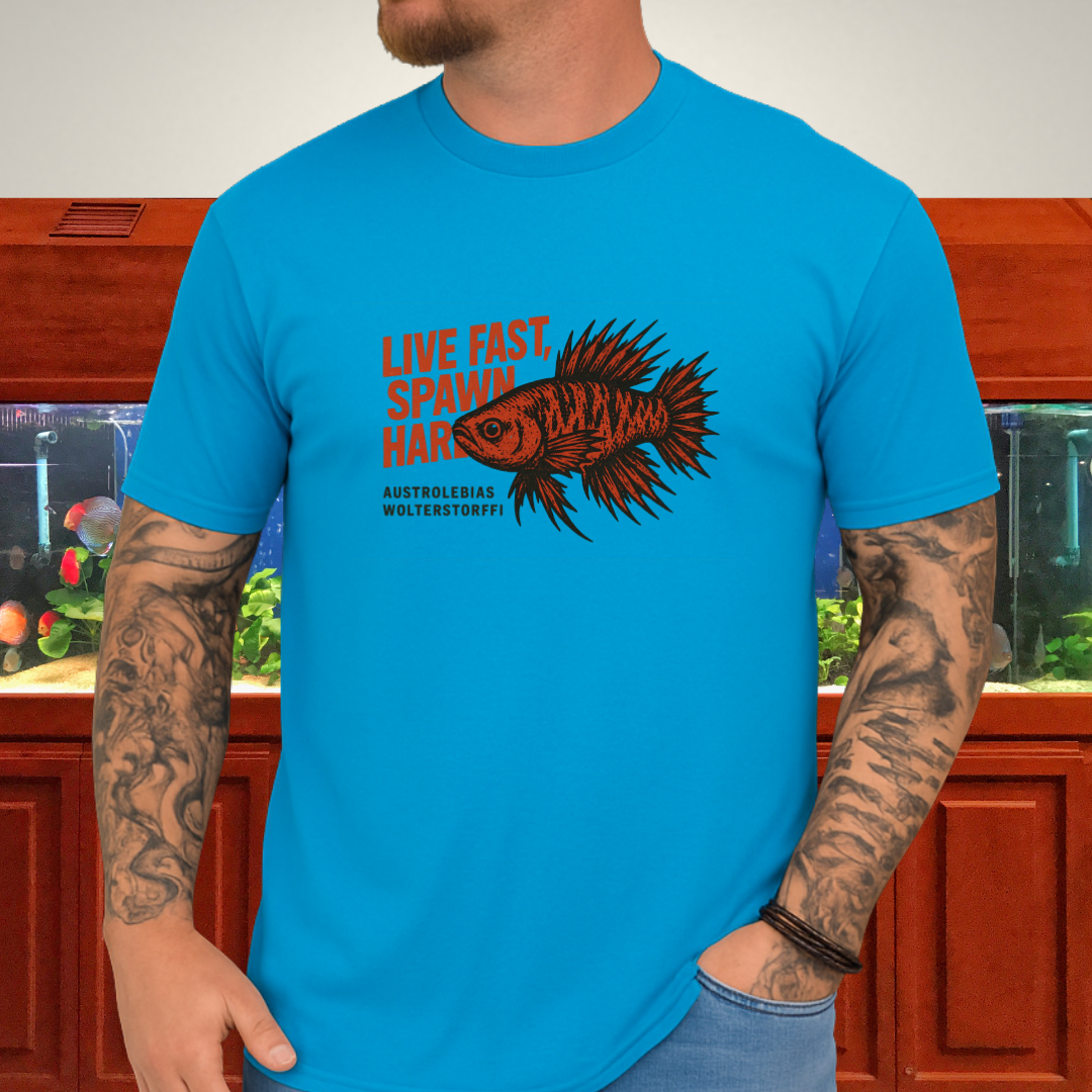 Live Fast, Spawn Hard Tee – Wolterstorffi Killifish Punk Design