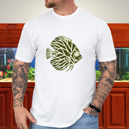 Leaf Vein Discus Tee – Modern Geometric Fish Design