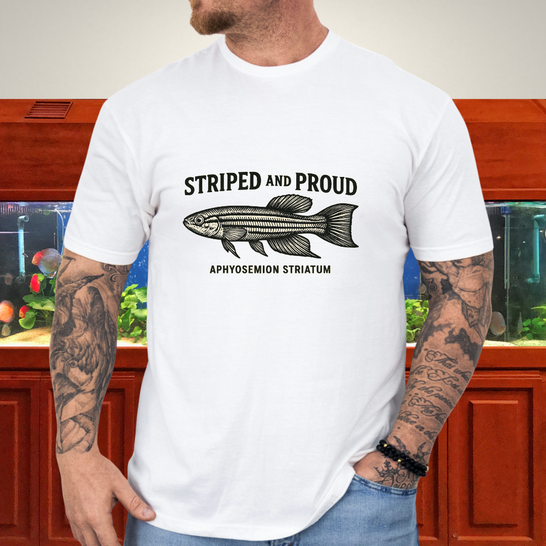 Striped and Proud Tee – Aphyosemion Striatum Retro Banner