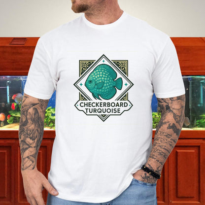 Checkerboard Turquoise Discus Nostalgia T-Shirt-T-Shirt-Fish &amp; Friends Tees